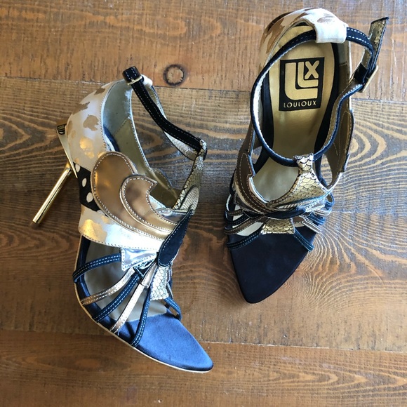 Cocktail black gold silver handmade high heels - Picture 4 of 7